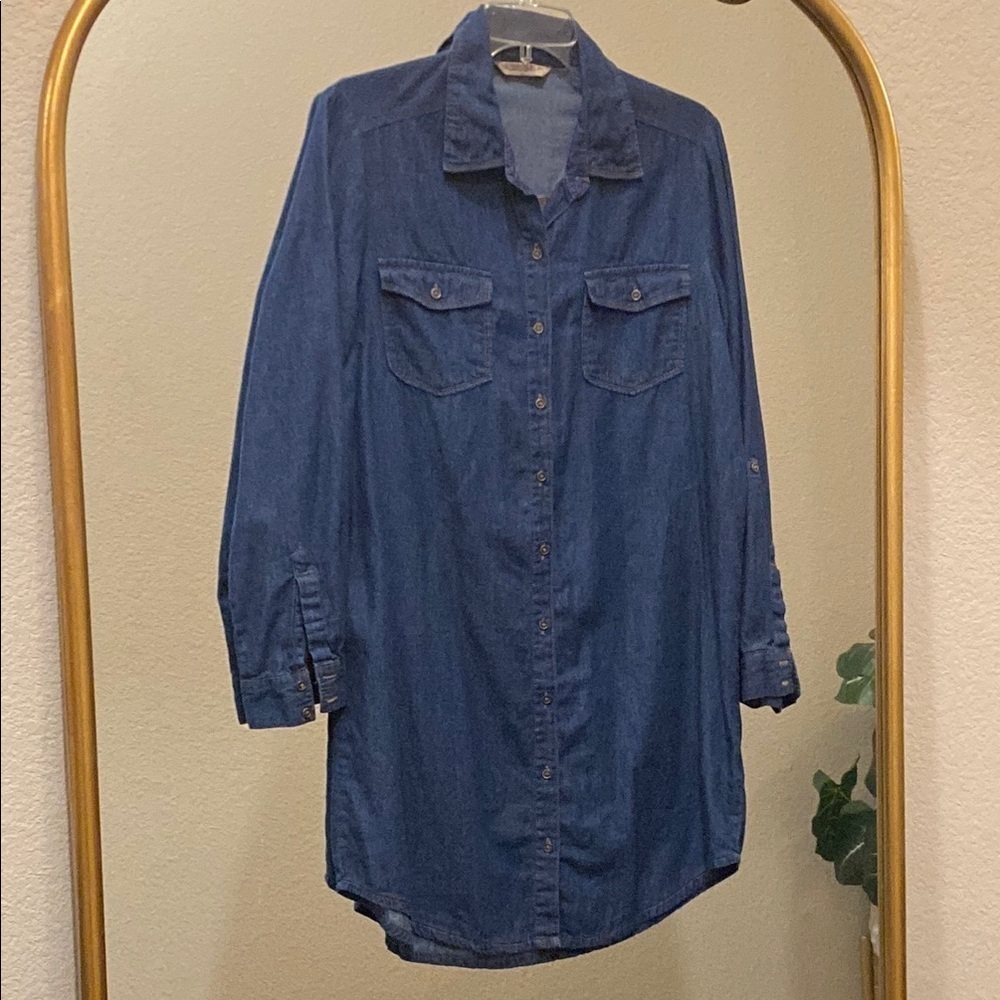 Highway Jeans Blue Demin Style Shirt Dress Size L